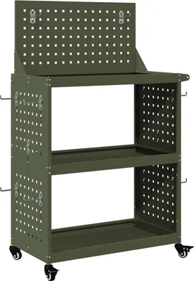 Obrázok produktu pre Kovový vozík na náradie Olivová zelená 65 x 35 x 111 cm