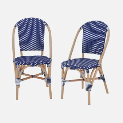 Immagine prodotto di Set di 2 sedie bistrot in rattan e polyrattan, Blu