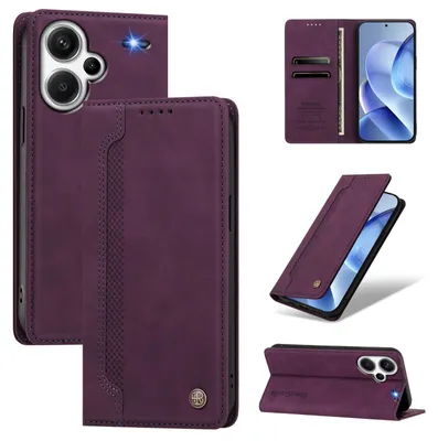 Image de Étui en cuirPolyuréthanepour Xiaomi Redmi Note 13 Pro+, type portefeuille rabattable avec compartiments pour cartes et support intégré, couleur violet