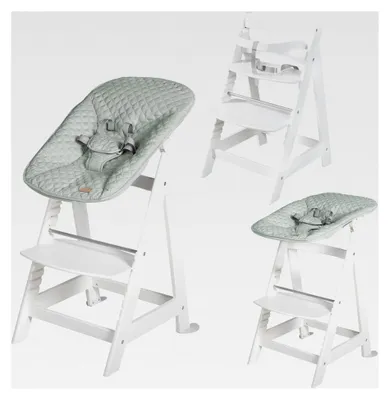 Produktbild von Born Up Treppenhochstuhl, Set 2in1, 'roba Style frosty green', mit Liegefunktion, ab Geburt