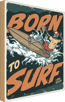 Produktbild von vianmo Holzschild 40x30 cm Burn to surf long beach Sommer Sport Hobby