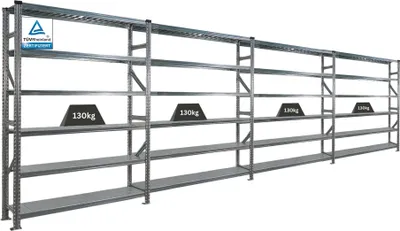 Produktbild von Fachbodenregal PROXIMO mit  Stecksystem | Komplettregal | HxBxT 210x600x32cm | 6 Ebenen | Beidseitig nutzbar | Verzinkt