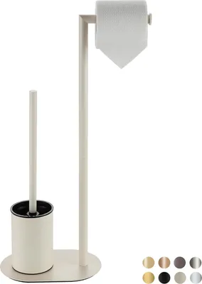 Produktbild von Toilettengarnitur weiß matt, Edelstahl, stehend, für Badezimmer