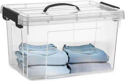 Produktbild von Aufbewahrungsbox mit Deckel - transparent grau - 18.5 Liter - 42 x 30 x 24 cm - Kunststoff