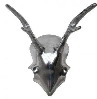 Produktbild von Casa Padrino Designer Geweih Deko Hirsch aus poliertem Aluminium Silber H 24 cm, B 22 cm - Wandfigur - Geweih - Wandgeweih