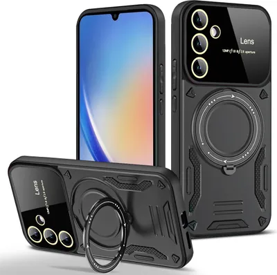 Produktbild von Rüstung Handyhülle für Samsung Galaxy A34 Dual-Layer Magnetisches Ringhalter Ständer Hülle Schwarz