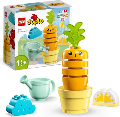 Produktbild von LEGO 10981 DUPLO My First Wachsende Karotte, Ostergeschenk für Kleinkinder, Osterdeko Stapelspielzeug für Babys ab 1,5 Jahren mit 4 Gemüse-Steinen, Lern-Spielzeug ins Osterkörbchen