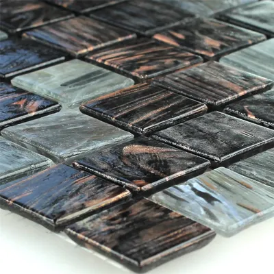 Produktbild von Glas Effekt Mosaik Fliese Gold Star Dunkelgrau