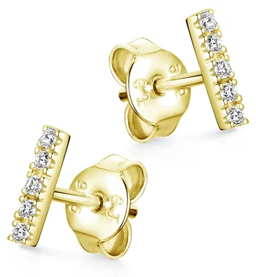 Produktbild von MATERIA Stab Ohrstecker Gold mit Zirkonia Steinen 925 Silber vergoldet SO-447-Gold