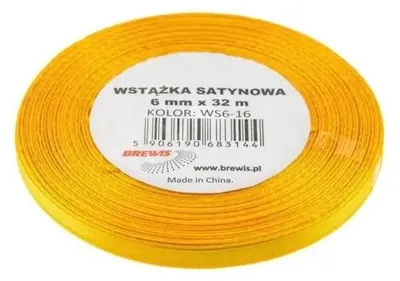 Imagen del producto de Cinta de satén amarilla, 6 mm x 32 metros - Brewis