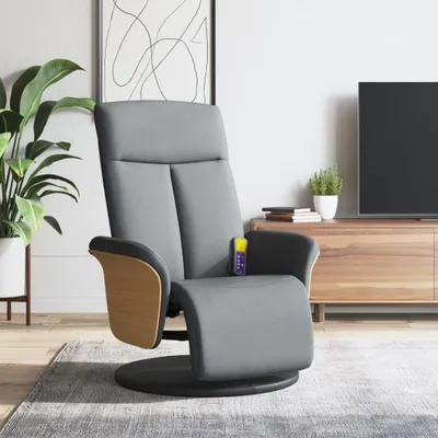 Image de Fauteuil de massage haut de gamme avec repose-pieds, revêtement gris clair