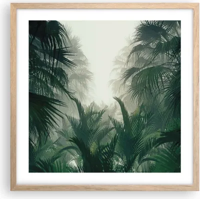 Produktbild von Gerahmtes Poster - Rahmen in heller Eiche - Dschungel Blätter Palmen - 50x50 cm - Wand Bild - Wanddeko - Wandbilder - Kunstposter - Wandposter - Bilderrahmen - Bilder - Kunstdruck - P2NAC50x50-4504
