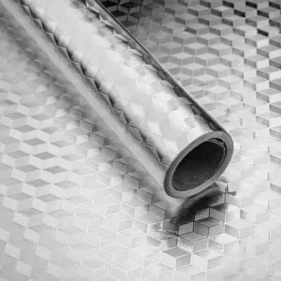 Produktbild von Aluminium Klebefolie Aufkleber Küchen Selbstklebende Küchenfolie Hitzebeständig Tapete Öl-Resistent Wasserdicht Anti-Schimmel DIY Folie Für Möbel, Schrank, Möbel,Tische 40X300cm Silber
