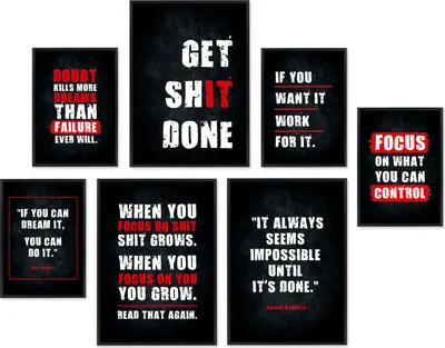 Produktbild von Hyggelig Home Premium Poster Set - 7 passende Bilder OHNE RAHMEN im stilvollen Set - 3 x DIN A3 + 4 x DIN A4 - Set Motivation
