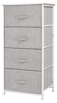 Produktbild von Kommode mit 4 Stoffschubladen, multifunktionaler Aufbewahrungsschrank fš¹r Schlafzimmer, Wohnzimmer, Flur, 45 x 30 x 92 cm, Grau