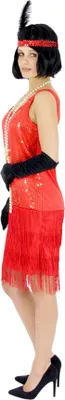 Produktbild von 20er Jahre Damen Kleid Charleston Kostüm Mafia 20s Flapper rot, Größe:L