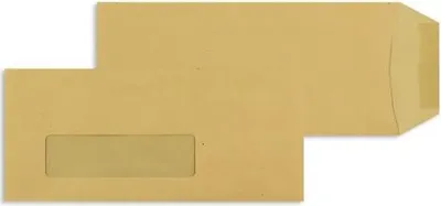 Produktbild von Versandtaschen 102x229mm 80g/qm gummiert Sonderfenster VE=1000 Stück braun