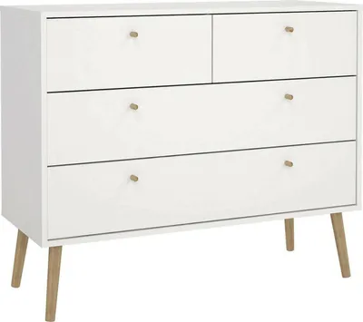 Image de Pelagie - Commode, 99x39x82h cm Blanc, 4 Tiroirs