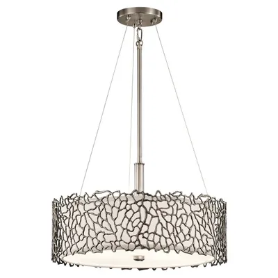Immagine prodotto di Lampada a sospensione, plafoniera, metallo vetro lino, P 46,4 cm