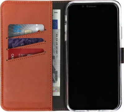 Image de Selencia Bibliothèque en cuir véritable pour l'Apple iPhone Xr - Marron