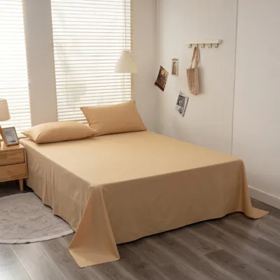 Produktbild von Baumwoll-Bettlaken In Voller Größe, Atmungsaktive Und Hautfreundliche Schlafbettlaken, Ohne Kissenbezüge (245x250cm, khaki)