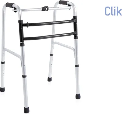 A foldable walker on a white background.