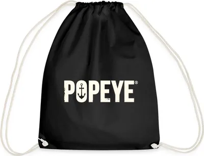 Produktbild von Spreadshirt Popeye Weißes Logo Turnbeutel, One size, Schwarz