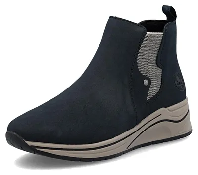 Zdjęcie produktu dla Rieker damskie buty za kostkę w szerokości H - Eleganckie, wygodne, elastyczne, antypoślizgowe N9561, rozmiar:37 EU, kolor:Niebieski