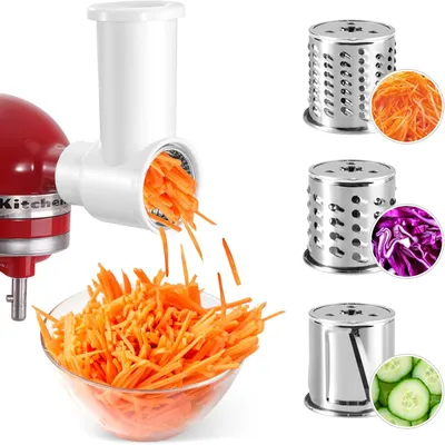 Obrázek produktu pro Strouhací nástavce pro kuchyňské roboty KitchenAid, krájecí nástavce pro rychlé krájení zeleniny do salátů a brambor