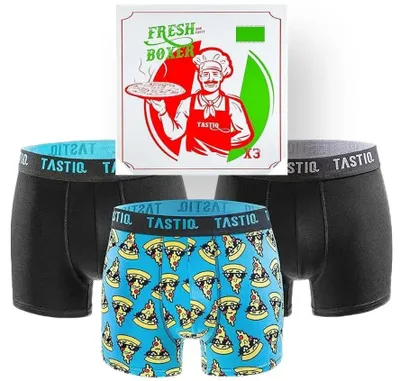 Produktbild von Tastiq Pizza 3er-Pack Geschenkbox-Boxershorts Schwarz