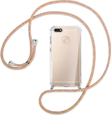 Produktbild von Handykette Backcover-Schutzhülle mit Band (Metall silberfarben) für Huawei P9 lite mini, Y6 Pro 2017 - Rainbow