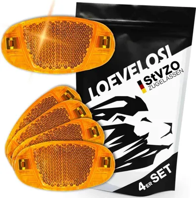 Produktbild von 4x Speichenreflektoren Extra Verstärkt Stahlclips Orange Katzenaugen StVZO