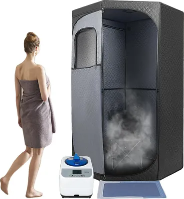 Produktbild von Tragbare Dampfbadbox, 220V, 1350W, Zelt-Höhe 180cm, Wassertankkapazität 3L, Einstellbare Heizstufen 9