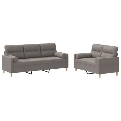 Produktbild von vidaXL 2-tlg. Sofagarnitur mit Kissen Taupe Stoff