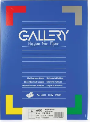 Produktbild von Galerie – weiße Etiketten, 99,1 x 93,1 mm (B x H), runde Ecken, Box mit 600 Etiketten