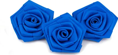 Satinrosen 6cm zum Basteln & Aufnähen 3 Stück Blau