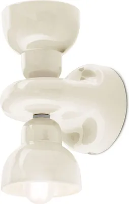 Produktbild von Wandlampe Keramik Up Down H: 25,5 cm Creme E14 2-flammig Retro Design Keramikleuchte