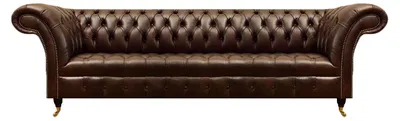 Image de Chesterfield cuir marron quatre places designer salon canapé cuir