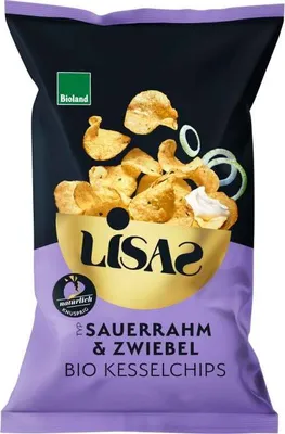 Produktbild von Lisas Kesselchips Typ Sauerrahm & Zwiebel 50g