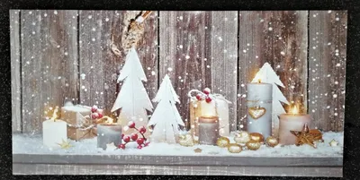 Produktbild von LED Wandbild beleuchtet Weihnachten Kerzen 30 cm x 60 cm
