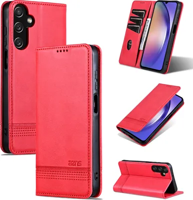 Produktbild von Leder Hülle für Samsung Galaxy A15 5G/4G, Klapphüllen Brieftasche Magnetverschluss Ständer Schutzhülle Rosa