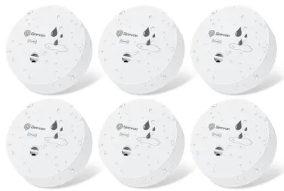 6 Wassermelder, 100 dB Alarm, batteriebetrieben, für Keller & Bad