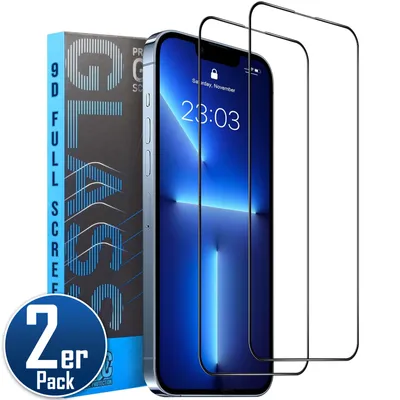Produktbild von 2x Full Screen Panzerfolie für iPhone 14 Pro Max 9D Full Cover Panzerglas Displayschutz 9H Schutz Glas Folie Screen Protector