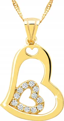 Produktbild von Goldkette mit Herzen und Zirkonia Herz Herz Zirkonia SILBER 925