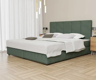 Produktbild von Boxspringbett Schlafzimmerbett ELICIO 200x200cm Stoff Opalgrün inkl. Bettkasten