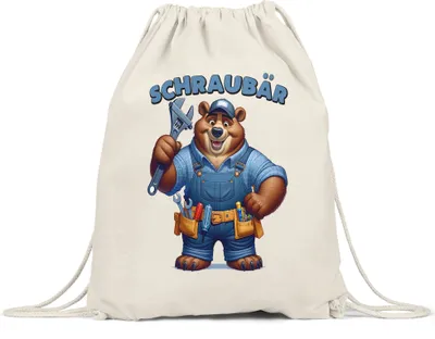 Produktbild von Schraubär Bär Werkzeug Turnbeutel Tischler Heizungsmechaniker Vatertag