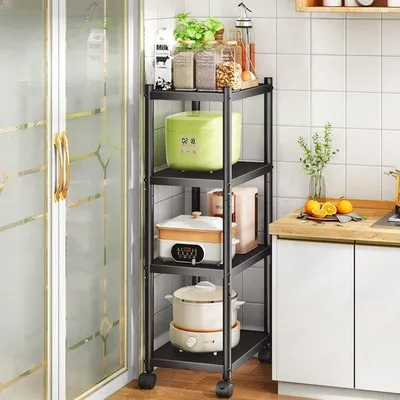 Imagen del producto de Carrito de cocina metálico de cuatro niveles, multifuncional, color , con alta capacidad de carga