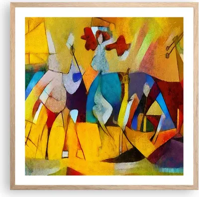 Produktbild von Gerahmtes Poster - Rahmen in heller Eiche - Abstraktion modern - 60x60 cm - Wand Bild - Wanddeko - Wandbilder - Wandposter - Bilderrahmen - Bilder - Kunstdruck - Wandbild - P2NAC60x60-3455