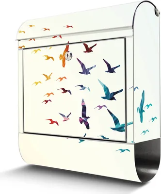 Zdjęcie produktu dla Skrzynka na listy ze stali nierdzewnej z przegrodą na gazety Duża skrzynka na listy Flying birds ze stali nierdzewnej, otwór A4 [BKGE2 10738]