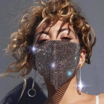 Kristallnetz-Maskerade-Maske, schwarz, Strass, 1 Stück